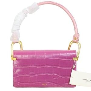 Apede Mod Pink Ombre Croc Embossed Shoulder Bag with Gold Hardware NWT
